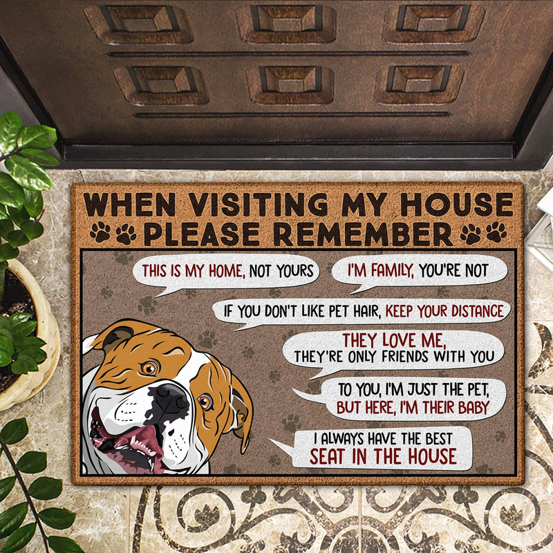 Remember When Visiting Our House - Birthday, Home Warming, Decor Gift For Dog Mom, Dog Dad, Dog Lovers - Personalized Doormat