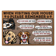 Remember When Visiting Our House - Birthday, Home Warming, Decor Gift For Dog Mom, Dog Dad, Dog Lovers - Personalized Doormat