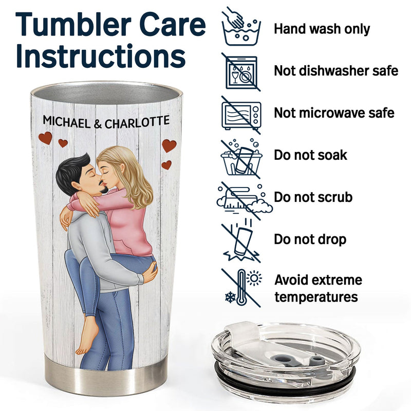 Congrats On Being My Husband Kissing Couple - Anniversary, Vacation, Funny Gift For Couples, Family - Personalized Tumbler