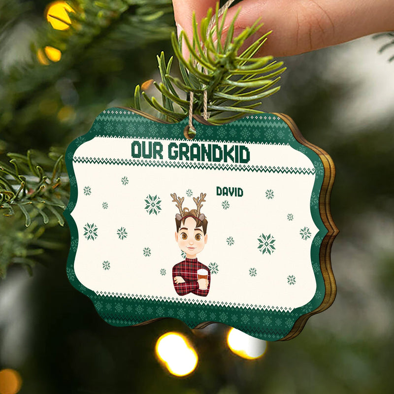 Flat Art - Christmas, Funny Gift For Family, Couple, Dad, Mom, Grandpa, Grandma - Personalized Medallion Wooden Ornament