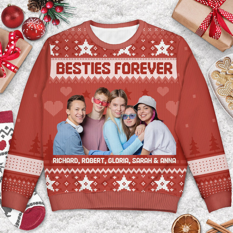 Custom Photo Version 2 - Holiday Gift For Family, Couple, Dad, Mom, Grandpa, Grandma - Personalized Unisex Ugly Sweater