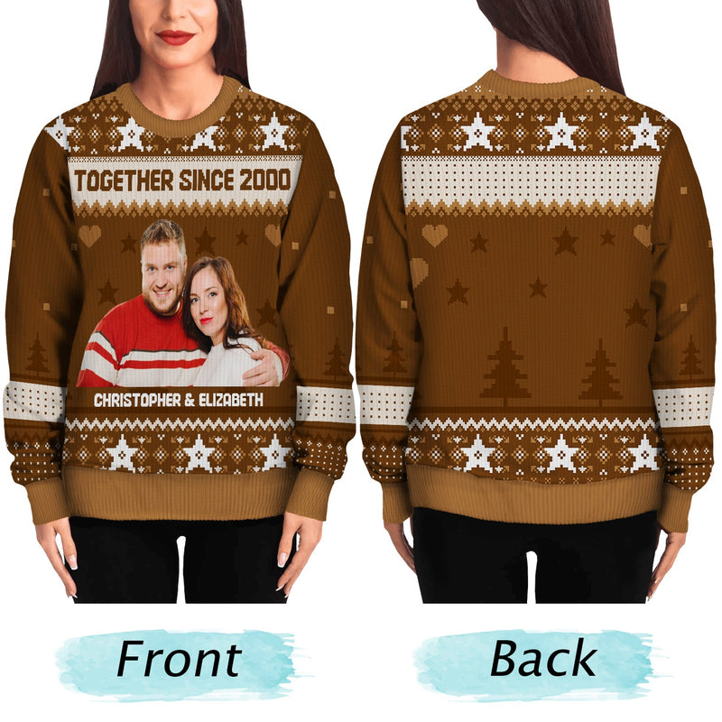 Custom Photo Version 2 - Holiday Gift For Family, Couple, Dad, Mom, Grandpa, Grandma - Personalized Unisex Ugly Sweater