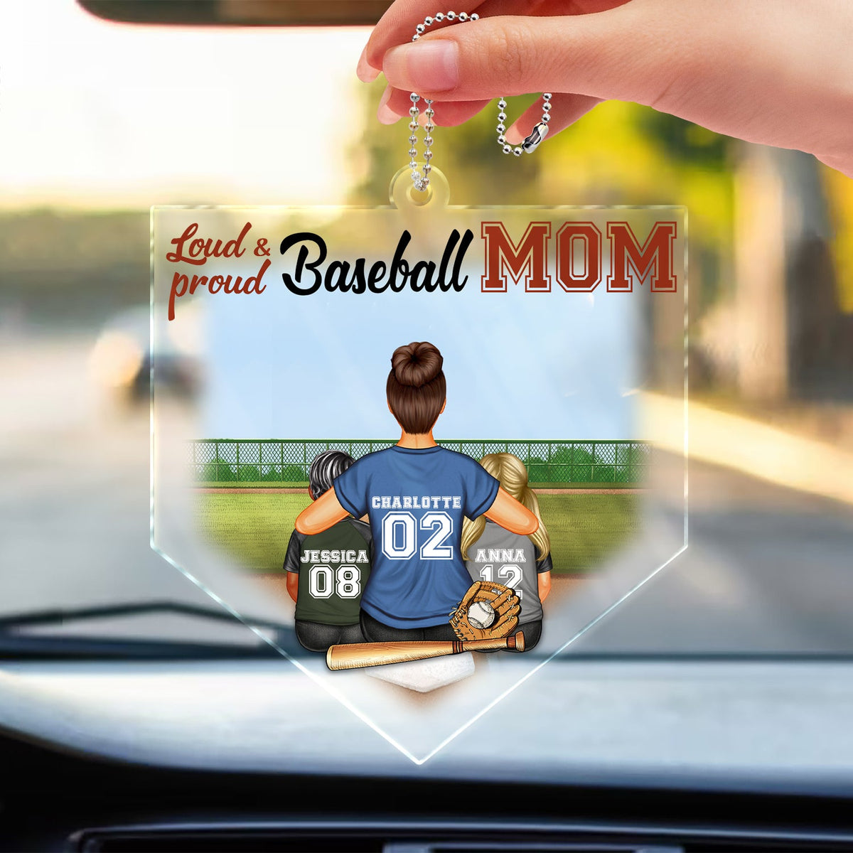 Proud Baseball Softball Mom - Birthday, Loving Gift For Sport Fan, Mom, Mother - Personalized Acrylic Car Hanger
