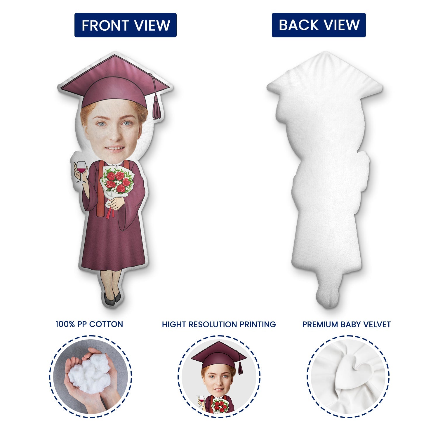 Custom Photo Happy Graduation - Gift For Friends, Children - Personalized Custom Shaped Pillow