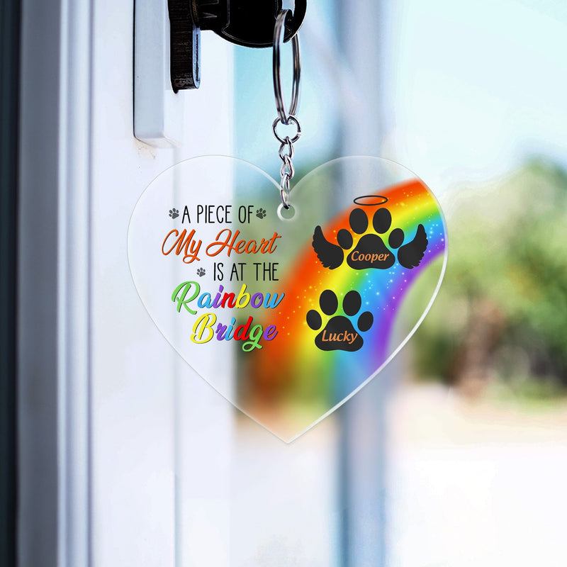 A Piece Of My Heart Is At The Rainbow Bridge - Pet Memorial Gift - Personalized Acrylic Keychain