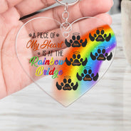 A Piece Of My Heart Is At The Rainbow Bridge - Pet Memorial Gift - Personalized Acrylic Keychain
