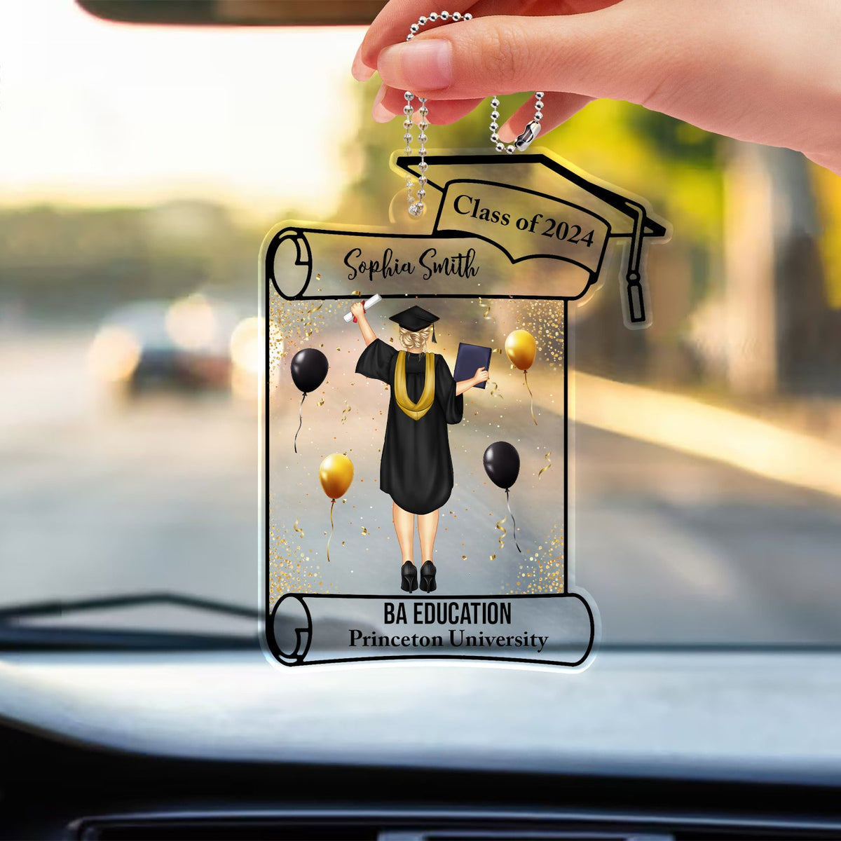 Graduation Appreciation - Graduation Gift For Friends, Family - Personalized Acrylic Car Hanger