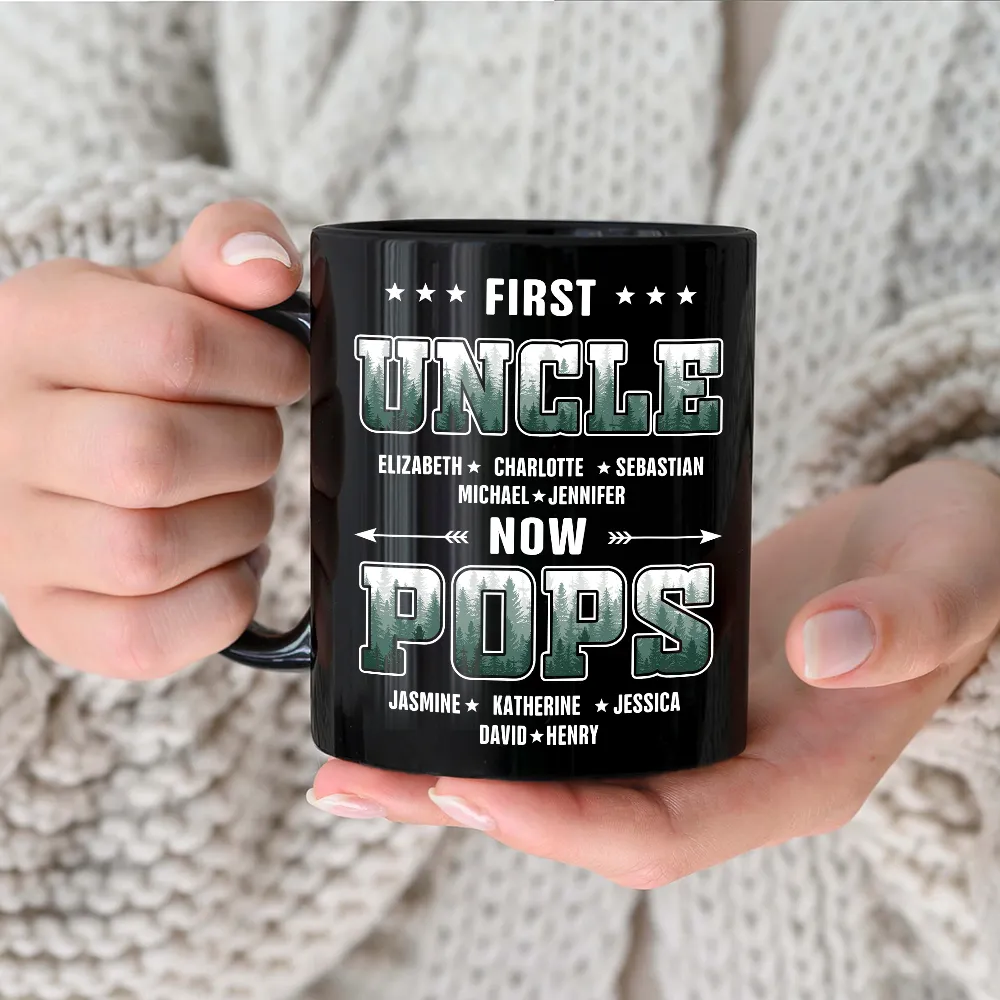 First Dad Now Papa Fir Forest - Personalized Black Mug