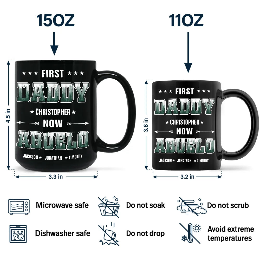 First Dad Now Papa Fir Forest - Personalized Black Mug