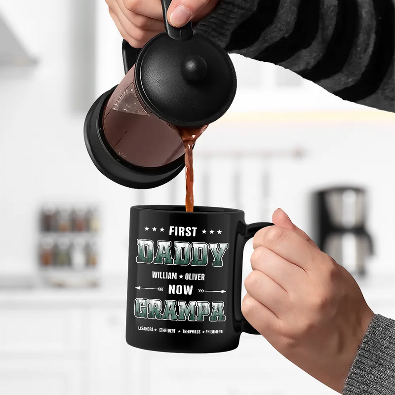 First Dad Now Papa Fir Forest - Personalized Black Mug