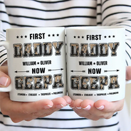 First Dad Now Papa Black World Map - Personalized Mug