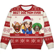 Best Dog Mom Ever Christmas - Personalized Unisex Ugly Sweater
