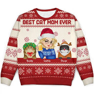 Best Cat Mom Ever Christmas - Personalized Unisex Ugly Sweater
