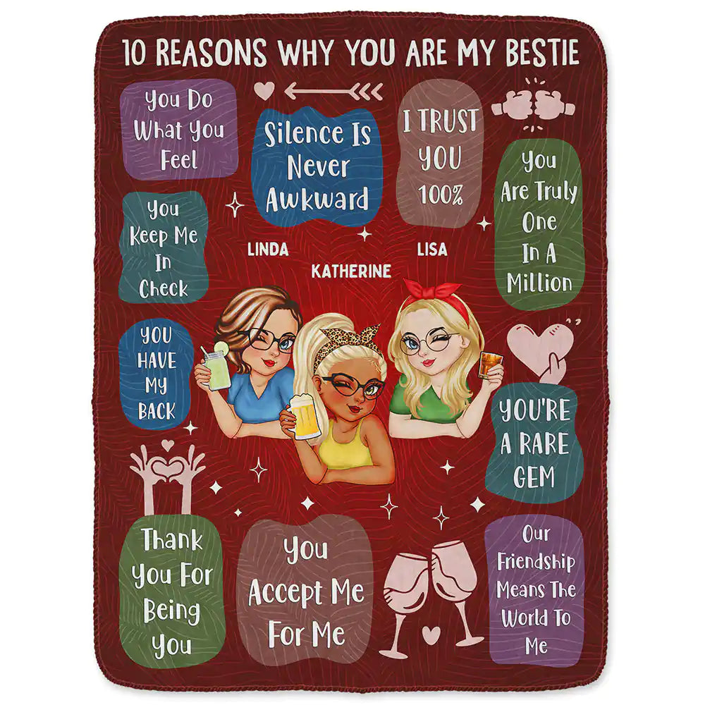 10 Reasons Why You Are My Bestie Friendship - Personalized Fleece Blanket, Sherpa Blanket
