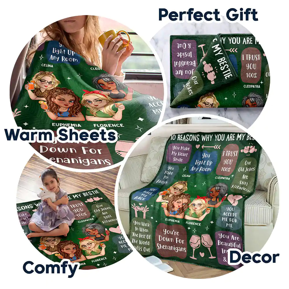 10 Reasons Why You Are My Bestie Friendship - Personalized Fleece Blanket, Sherpa Blanket