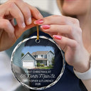 Custom Photo First Christmas At New Home Couple Family - Personalized Circle Glass Ornament