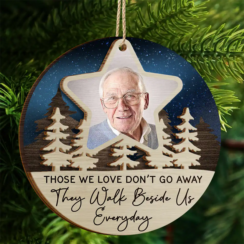 Memorial, Family - Custom Photo I'll See You On The Other Side Of The Stars - Personalized 2-Layered Wooden Ornament