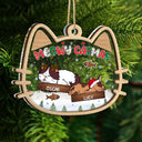 Cat Lovers - Lying Cat Meowy Catmas - Personalized 2-Layered Mix Ornament