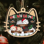 Cat Lovers - Lying Cat Meowy Catmas - Personalized 2-Layered Mix Ornament