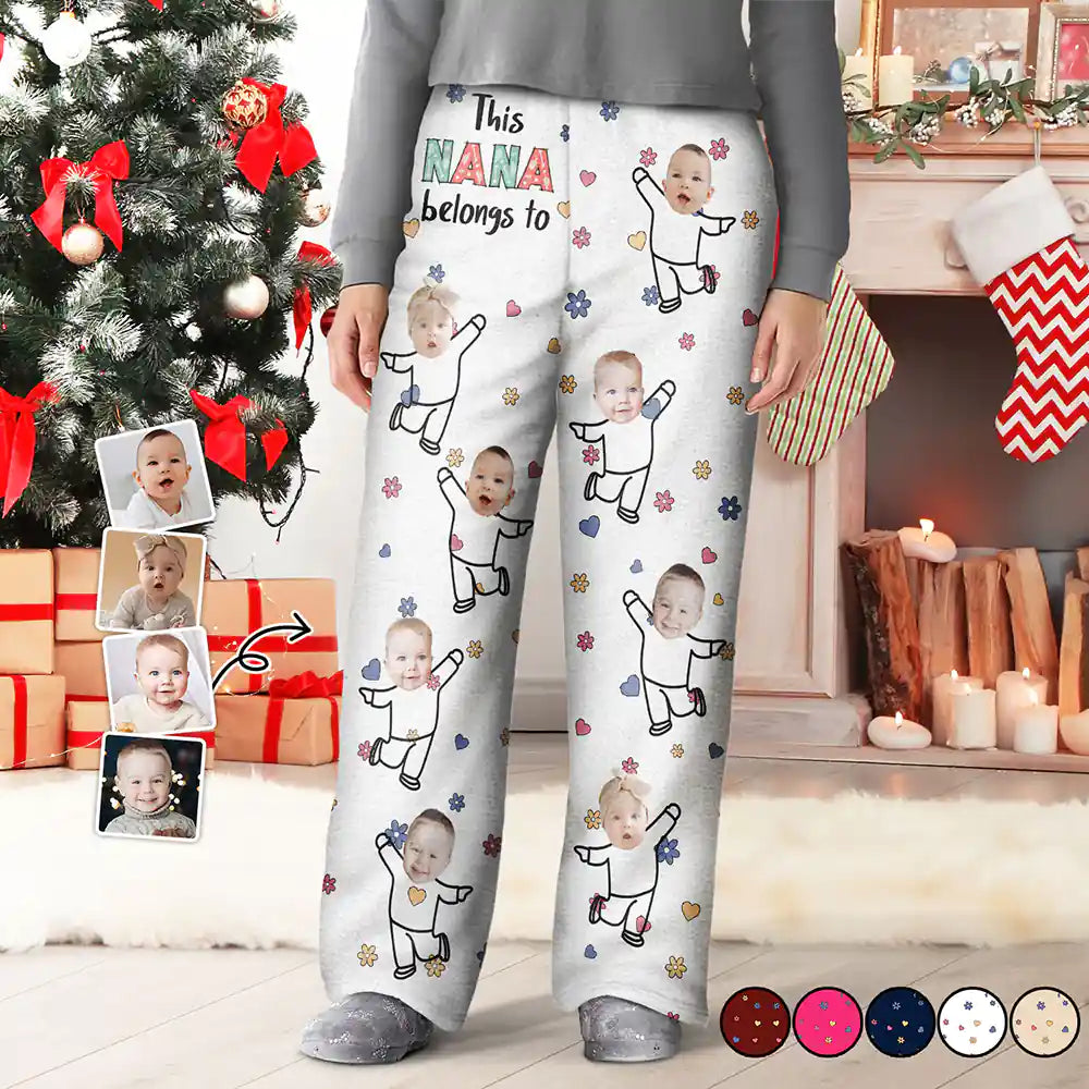 Gift For Grandma - Custom Photo This Nana Belongs To Grandkids - Personalized Pajama Pants