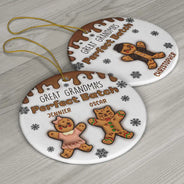Gift For Grandma, Gift For Mother - Gingerbread Grandma Grandpa Perfect Batch - 3D Inflated Effect Printed Ornament, Personalized Circle Ceramic Ornament