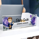 Gift For Bestie, Gift For Sisters, Gifts For Colleagues - Woman Man Office Floral  - Personalized Desk Name Plate
