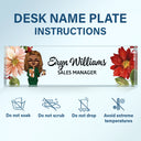 Gift For Bestie, Gift For Sisters, Gifts For Colleagues - Woman Man Office Floral  - Personalized Desk Name Plate