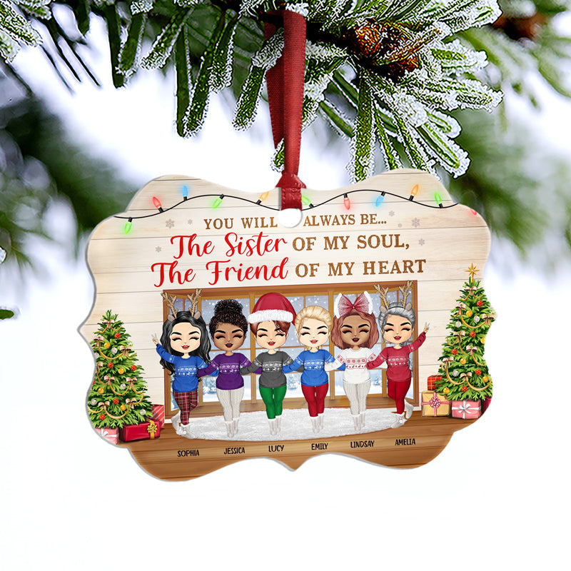 Best Friends Sister Of My Soul Friend Of My Heart - Christmas Gift For BFF - Personalized Custom Aluminum Ornament