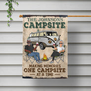 Making Memories One Campsite At A Time Camping Family - Backyard Sign - Personalized Custom Flag