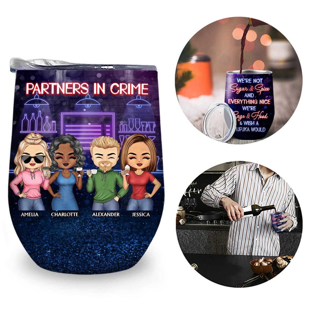 Partners In Crime Just Remember If We Get Caught Friendship Best Friends - Bestie BFF Gift - Personalized Custom Wine Tumbler