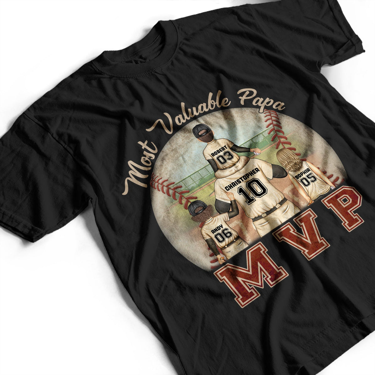 MVP Most Valuable Papa - Gift For Dad, Father, Baseball, Softball Fans - Personalized Custom T Shirt