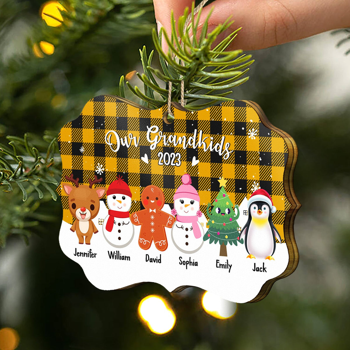 Our Grandkids - Christmas, Loving Gift For Grandparents, Grandma, Grandpa, Family - Personalized Medallion Wooden Ornament