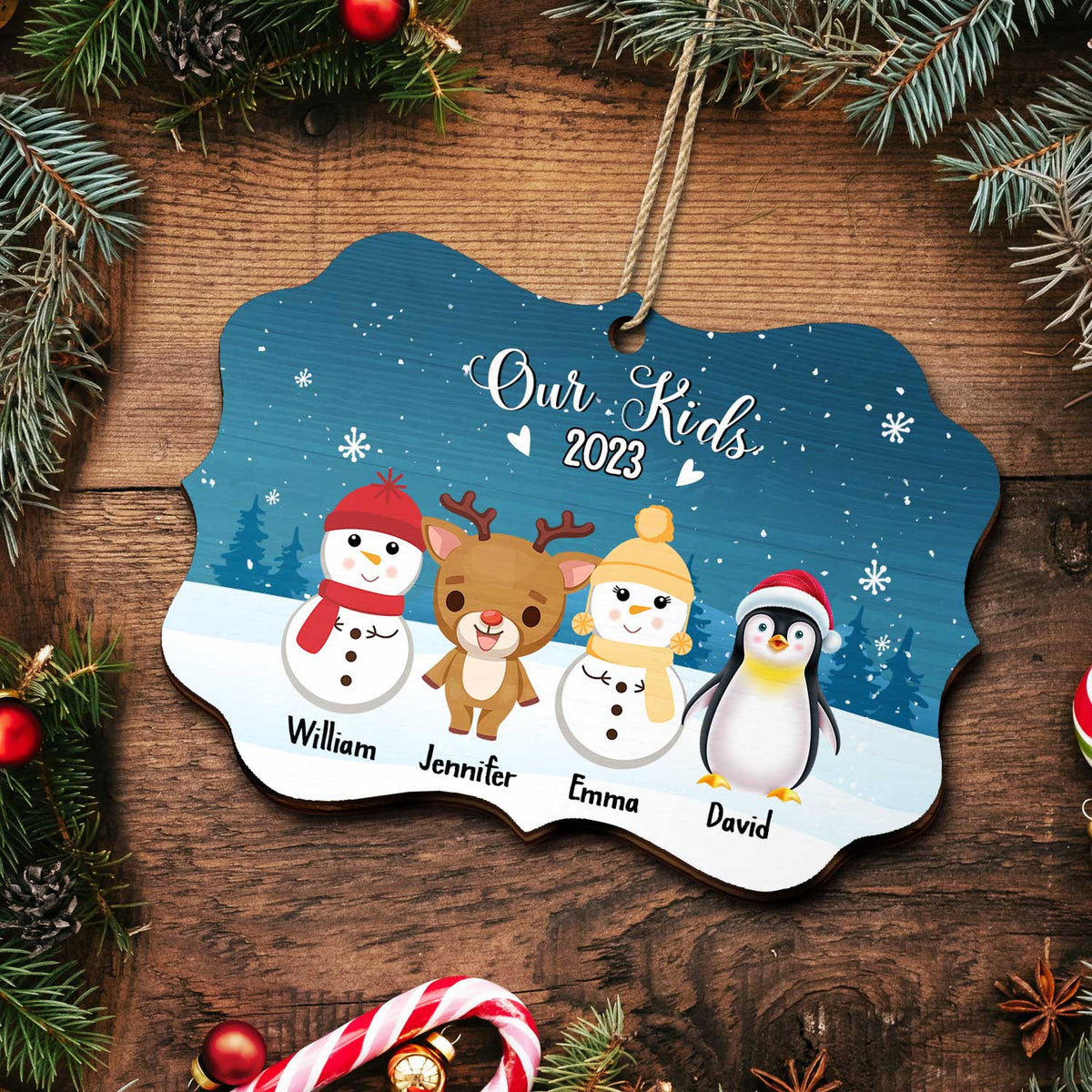 Our Grandkids - Christmas, Loving Gift For Grandparents, Grandma, Grandpa, Family - Personalized Medallion Wooden Ornament