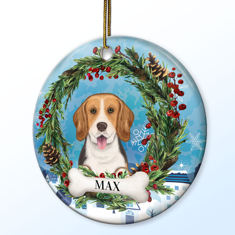 Lovely Dogs Cats - Christmas Memorial Gift For Pet Lovers - Personalized Circle Ceramic Ornament