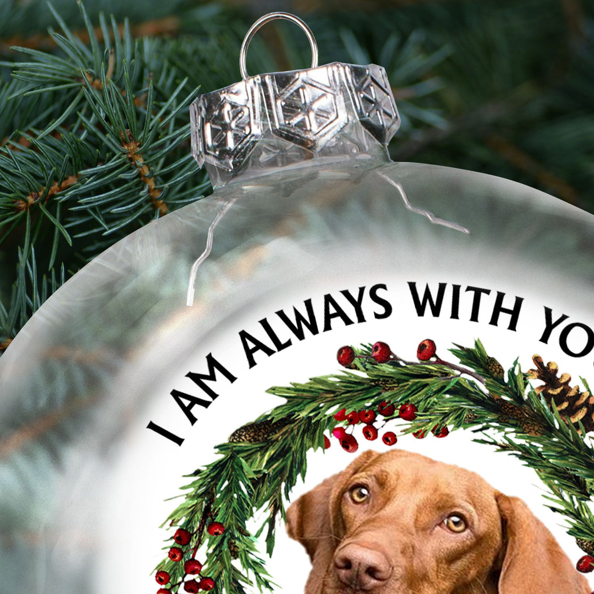 Custom Photo Lovely Dogs Cats Forever In My Heart - Christmas Memorial Gift For Pet Lovers - Personalized Clear Flat Ball Ornament