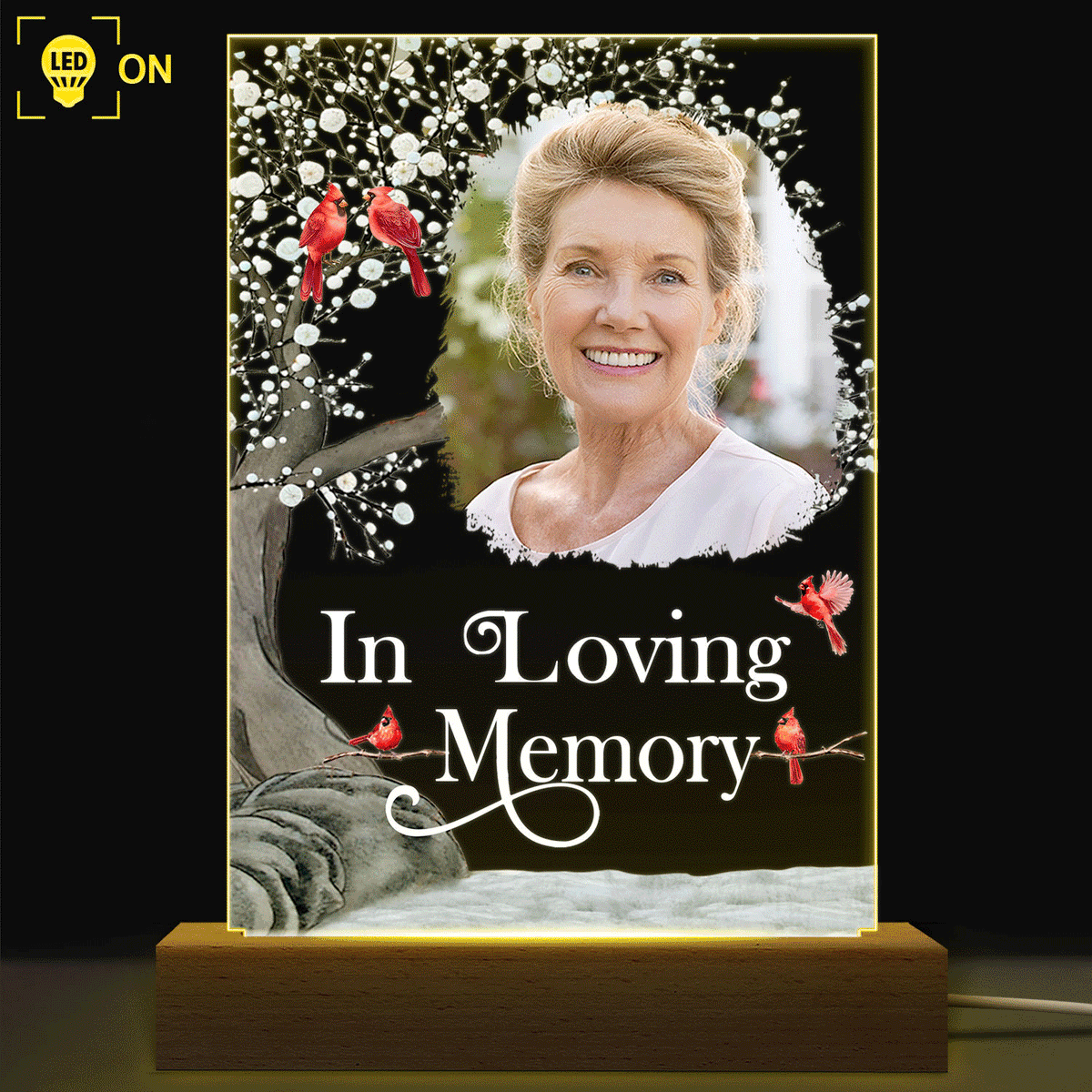 Custom Photo I'm Always With You - Memorial Gift For Family, Friends - Personalized 3D Led Light Wooden Base