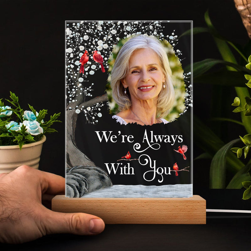 Custom Photo I'm Always With You - Memorial Gift For Family, Friends - Personalized 3D Led Light Wooden Base