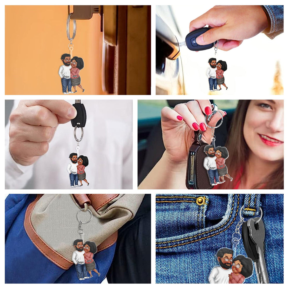 Arm In Arm Couple - Loving, Anniversary Gift For Couples, Husband, Wife - Personalized Cutout Acrylic Keychain