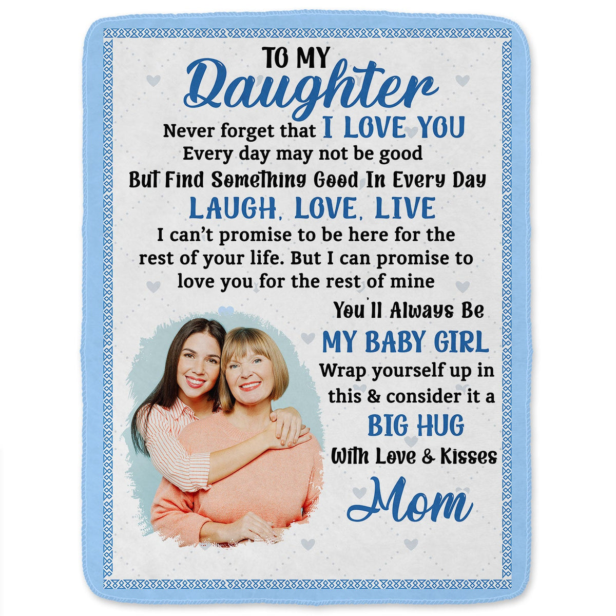 Custom Photo Never Forget That I Love You Mom - Gift For Daughters - Personalized Fleece Blanket