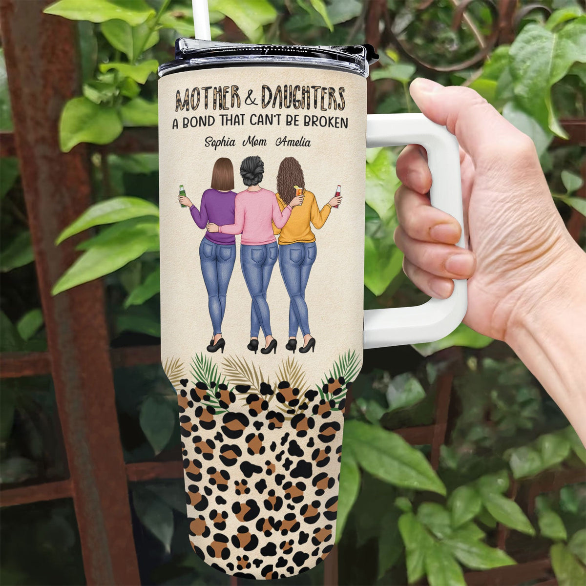 Mother & Daughters A Bond That Can't Be Broken - Gift For Mom, Mother, Grandma - Personalized 40oz Tumbler With Straw