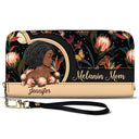 Black Mom - Gift For Mother, Mama, Mommy - Personalized Leather Long Wallet