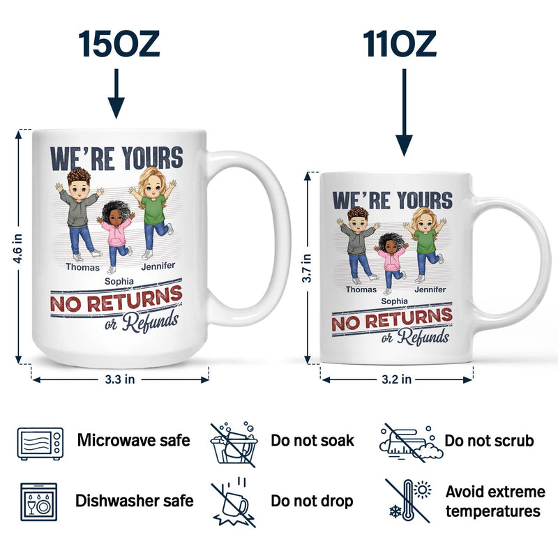 No Returns Or Refunds Funny Chibi Grandkids - Gift For Dad, Mom, Grandma, Grandpa - Personalized Mug