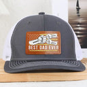 Best Dad Ever Stars And Stripes - Personalized Leather Patch Hat