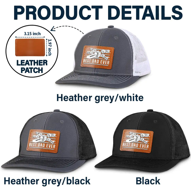 Best Dad Ever Stars And Stripes - Personalized Leather Patch Hat