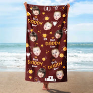 Custom Photo Best Papa Ever Trophy Dad - Personalized Beach Towel