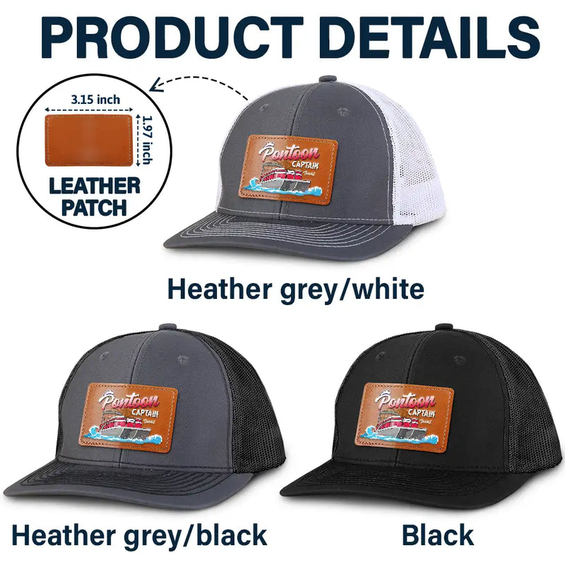 Boating Pontoon Captain Queen - Personalized Leather Patch Hat