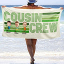 Custom Photo Funny Cousin Crew Retro Stripe - Personalized Beach Towel