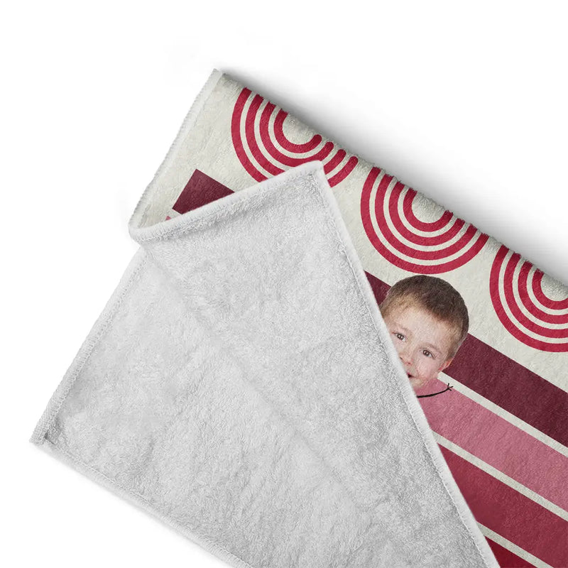 Custom Photo Funny Cousin Crew Retro Stripe - Personalized Beach Towel