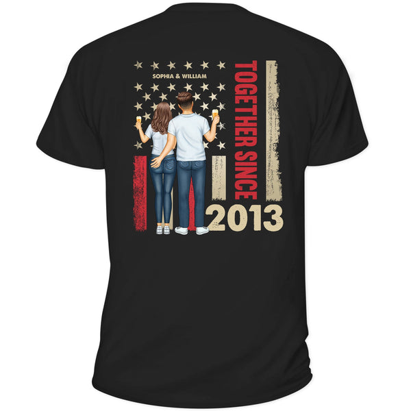 Stars And Stripes Couple Together Since - Loving, Birthday Anniversary Gift For Couples, Spouse, Husband, Wife - Personalized T Shirt