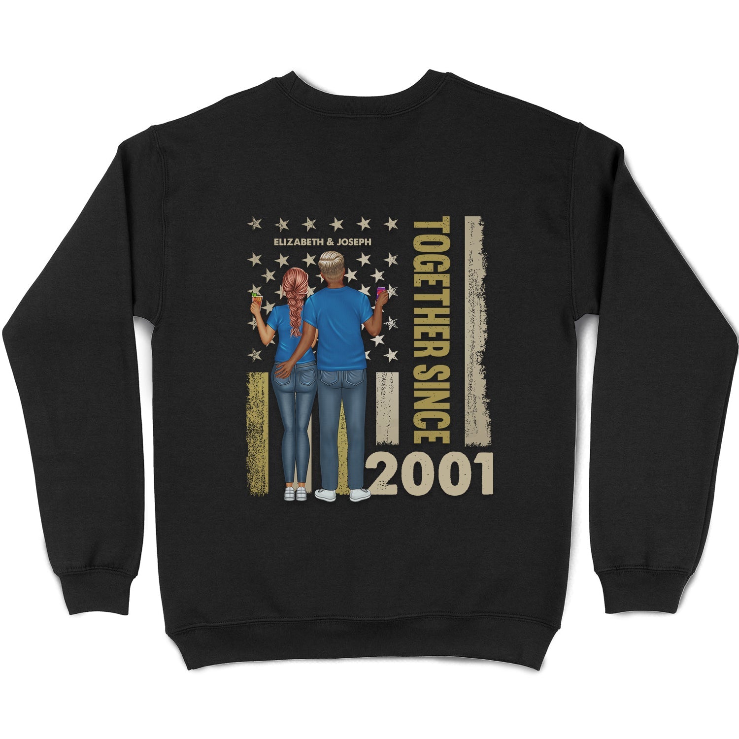 Stars And Stripes Couple Together Since - Loving, Birthday Anniversary Gift For Couples, Spouse, Husband, Wife - Personalized T Shirt